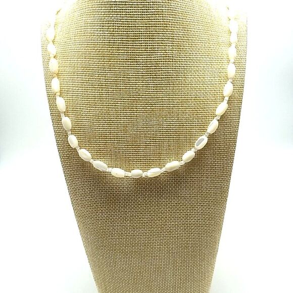 Cultured Freshwater Rice Pearl Necklace Vintage Baroque Single Strand w/Spacers - Picture 5 of 10